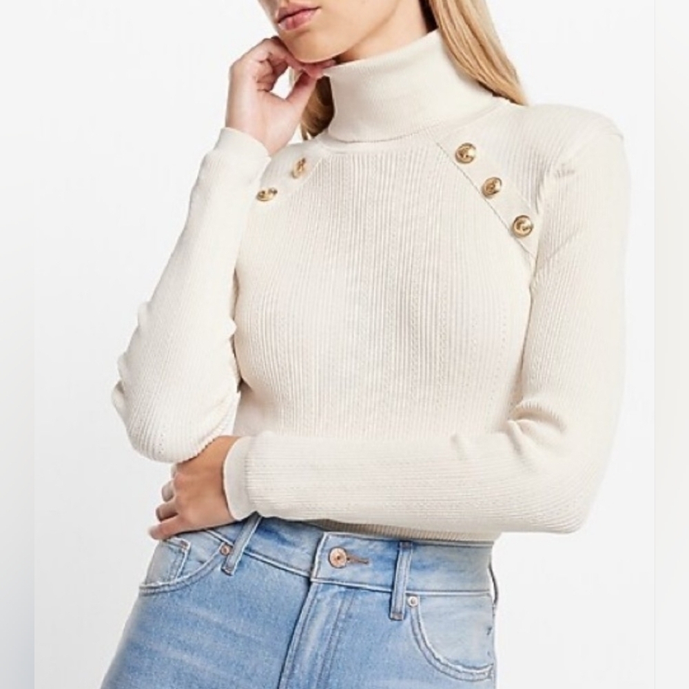 Express NWT Novelty Button Turtleneck Sweater Size Large.